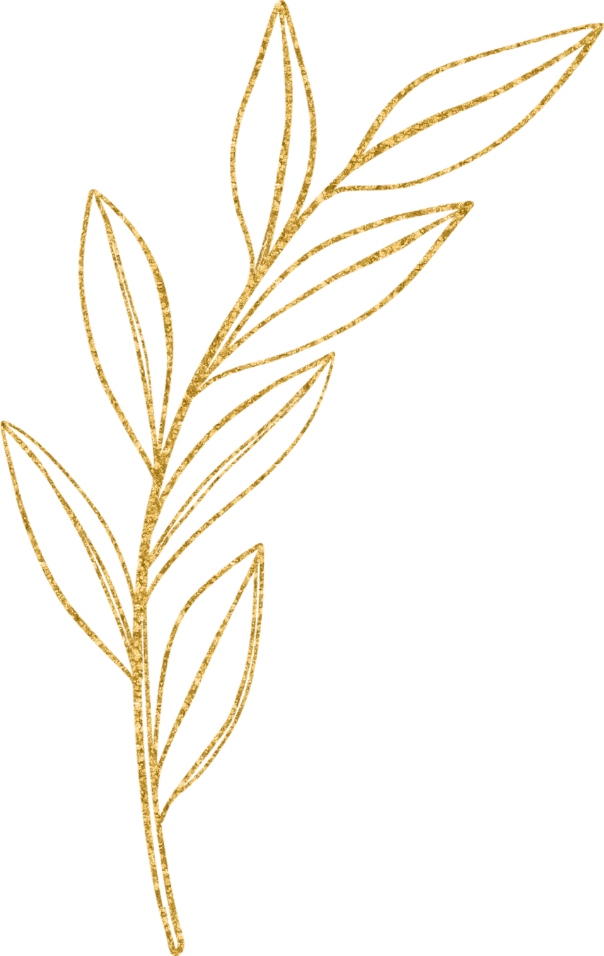 Gold Leaves Line Art